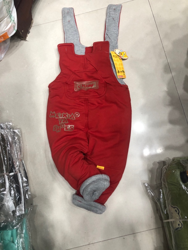 高端洋气时尚红色背带棉裤