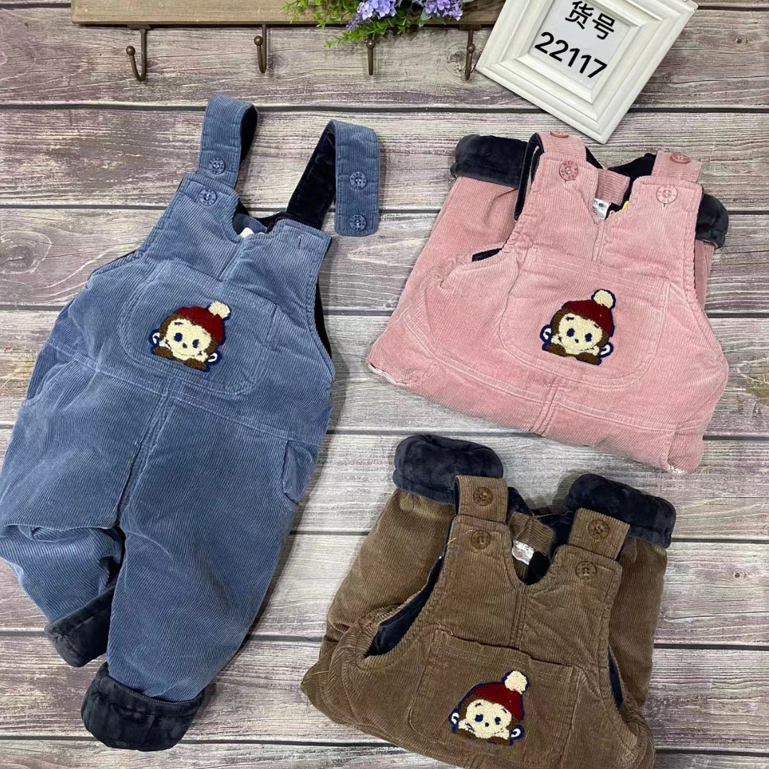 特厚条绒时尚高端洋气冬季加绒加棉加厚背带棉裤