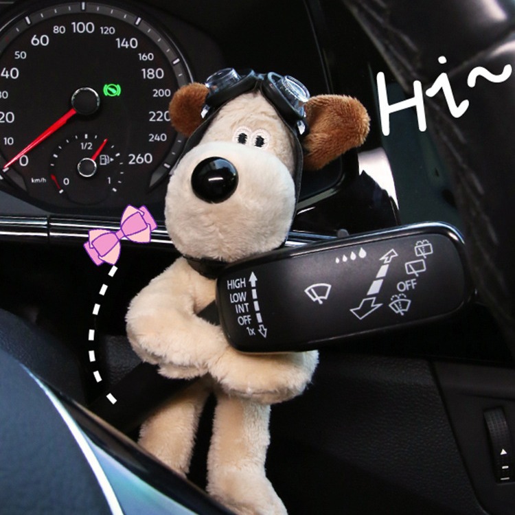 小巧中控雨刮器怀挡装饰小狗狗公仔摆件迷你毛绒手工玩具车内饰品