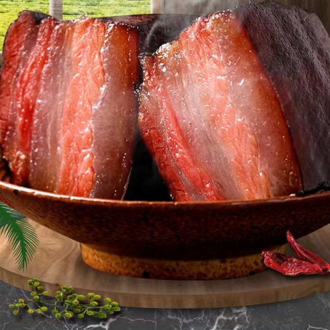 贵州乡村农家土猪腊肉五花肉三鲜肉 柴火烟熏腊五花肉
