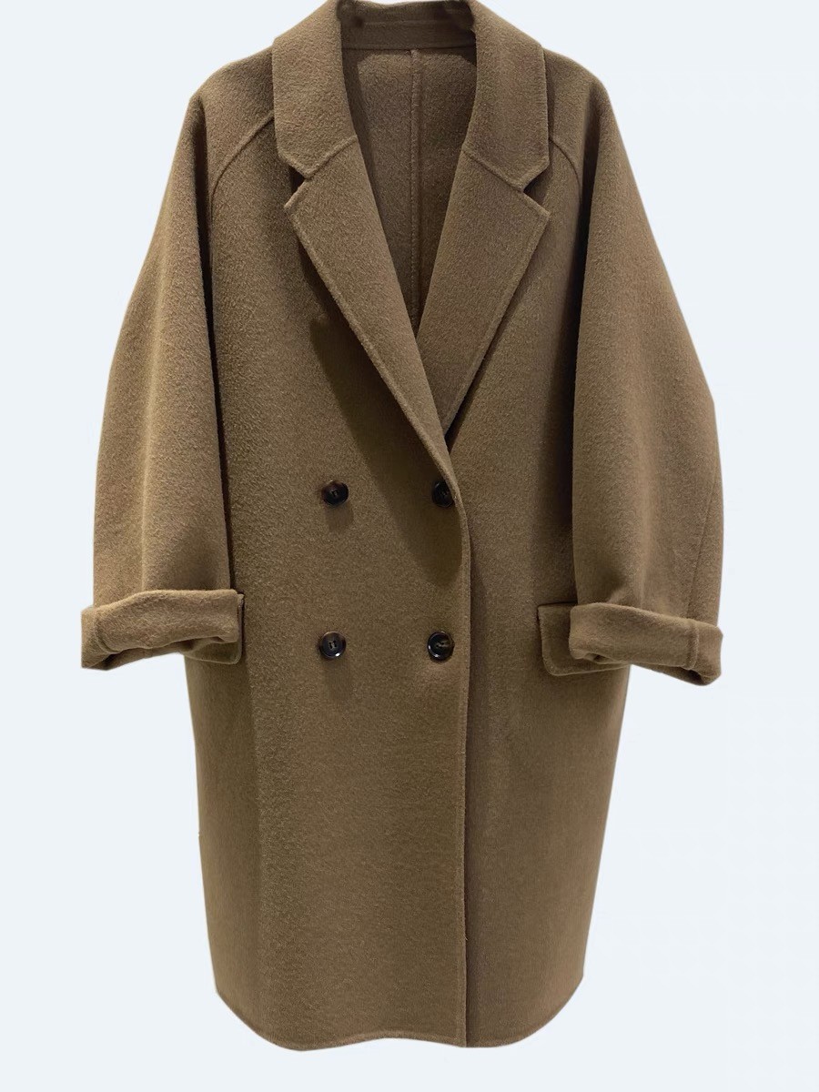 2023秋冬新款双面羊毛大衣女中长款高端韩版茧型毛呢外套小个子