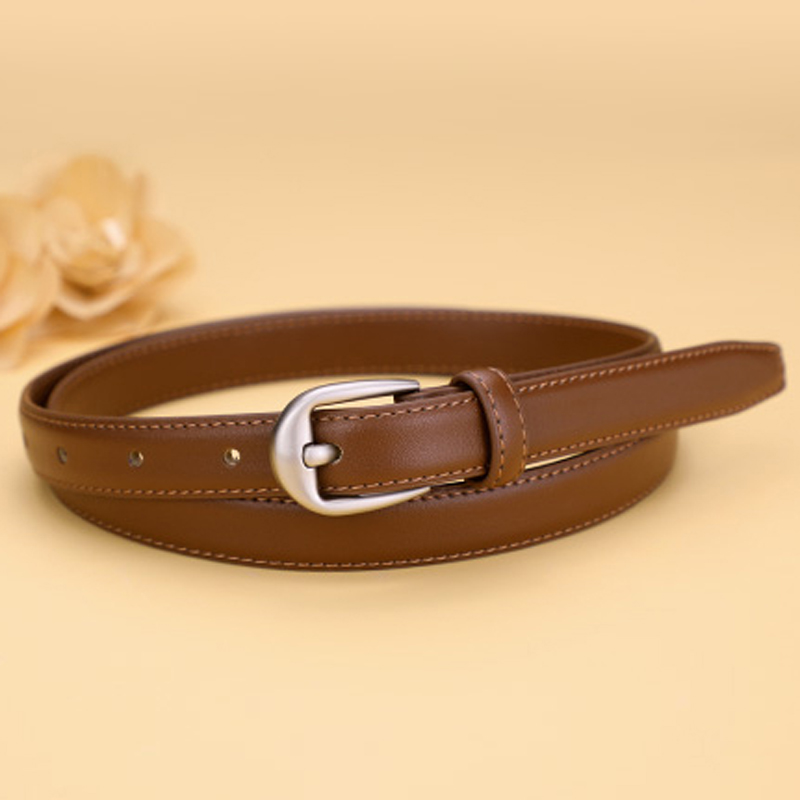 【质保三年】腰带女真牛皮细软皮带女款百搭装饰配牛仔裤子复古棕色