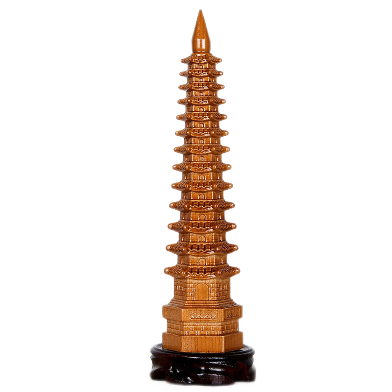 桃木文昌塔摆件九层十三层中式文昌塔木质学生塔书房书桌办公室摆