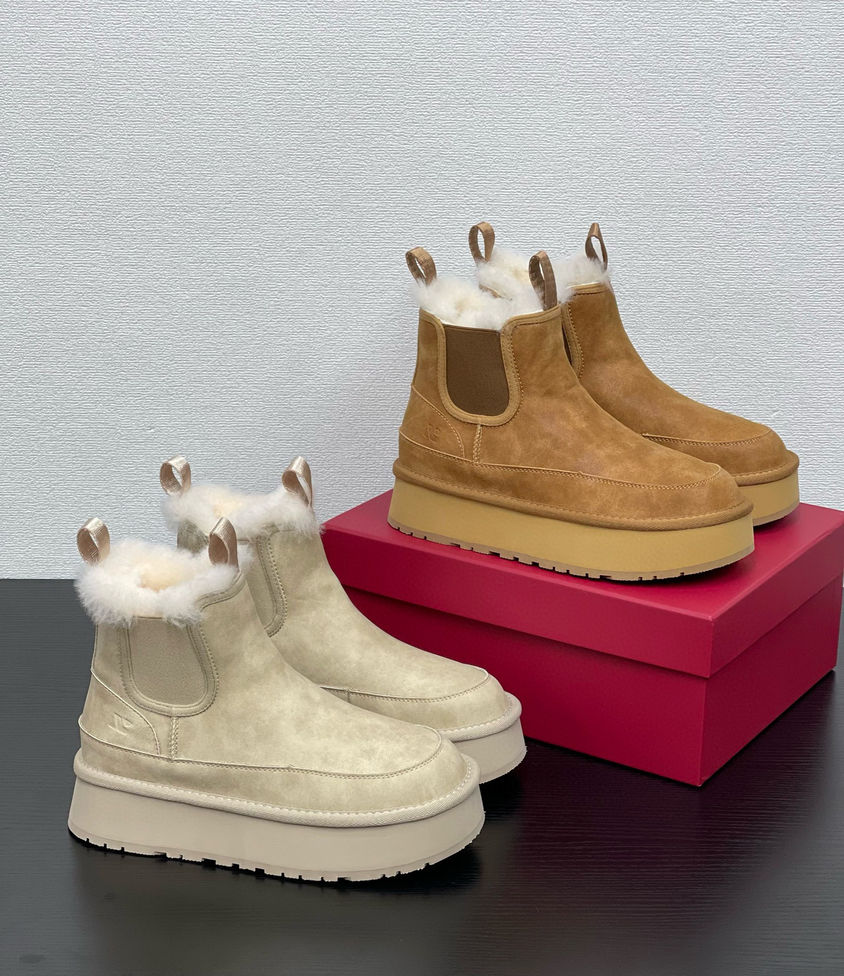 程程推荐 翻毛皮雪地靴皮毛一体厚底切尔西靴子女款