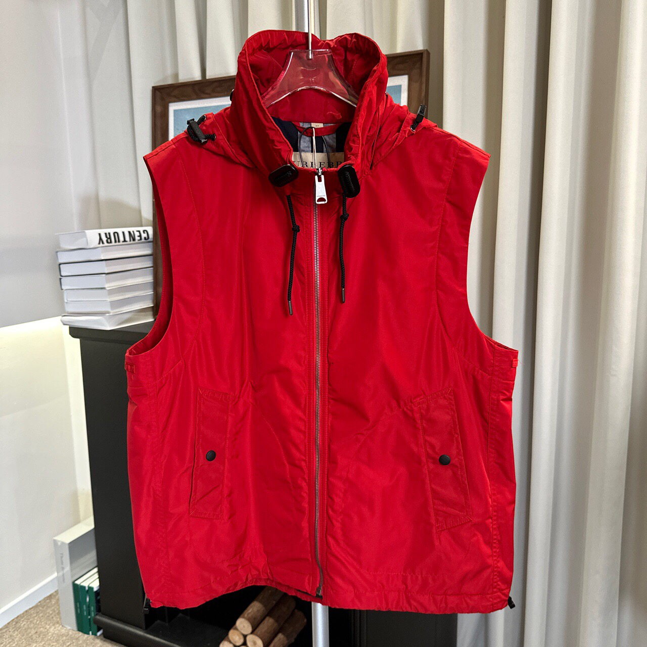 99新 轻微污渍 burberry博柏利棉马甲帽子54码原价5500 BU00821