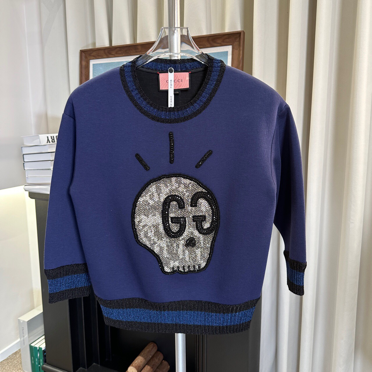 99新 Gucci古驰太空棉卫衣骷髅双G卫衣XXS码 原价18000 GU00285