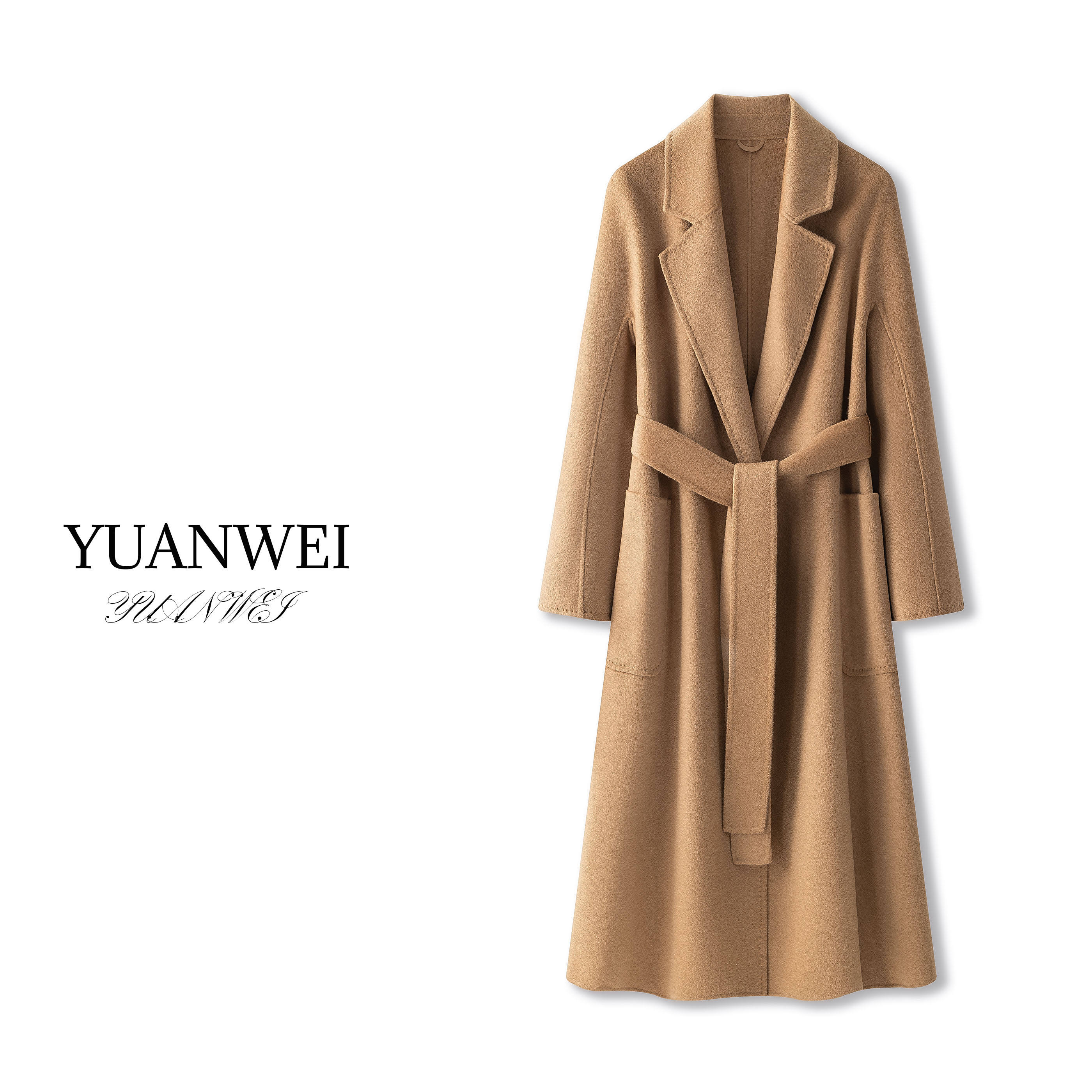 元苿【专柜同款】西装领30%高端双面山羊绒时尚大衣女秋冬高级感