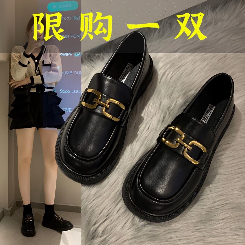 红蜻蜓牌35-43码大码女鞋41真软皮乐福鞋2023新款百搭小皮鞋英