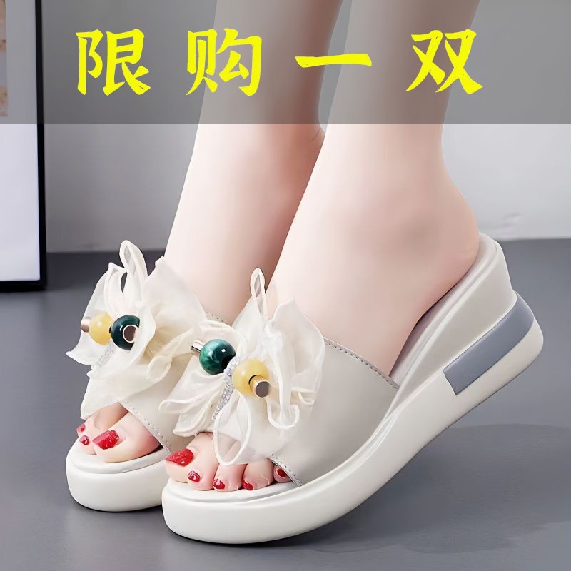 红蜻蜓牌新款时尚2023拖鞋女鞋外穿平底高跟拖鞋超厚增高女鞋百