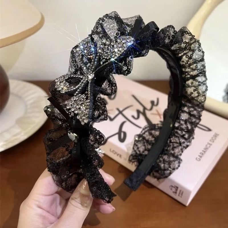 哈韩宅物镂空蝴蝶精致发箍宽边蕾丝头箍发夹高颅顶高级感仙女
