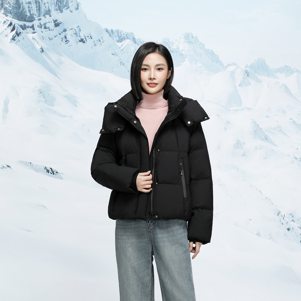 【韩诗诗专属】爱美斯时尚休闲中长款保暖加厚女士羽绒服A055606