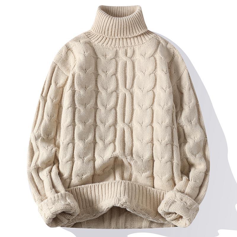 高领毛衣男士春夏季加厚粗线麻花针织衫潮牌高级感慵懒风款衣服