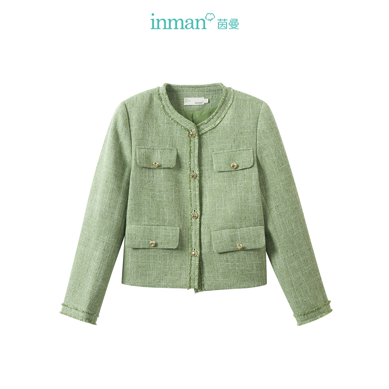 【小云总专属】茵曼小香风花呢外套小个子短款上衣F18416344