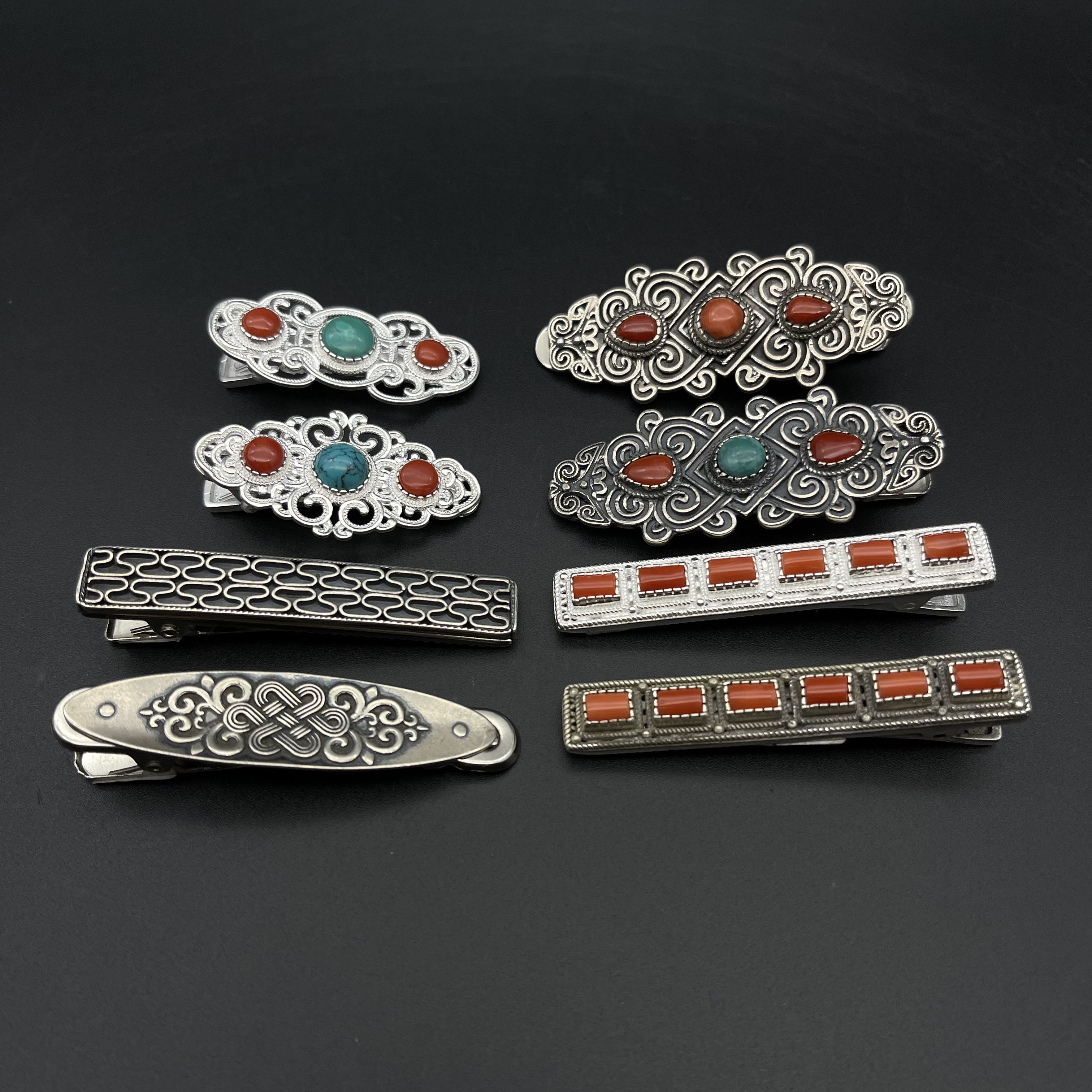 925银银制品 s925银旭日发夹发卡蒙古元素民族风百搭纯银手工120