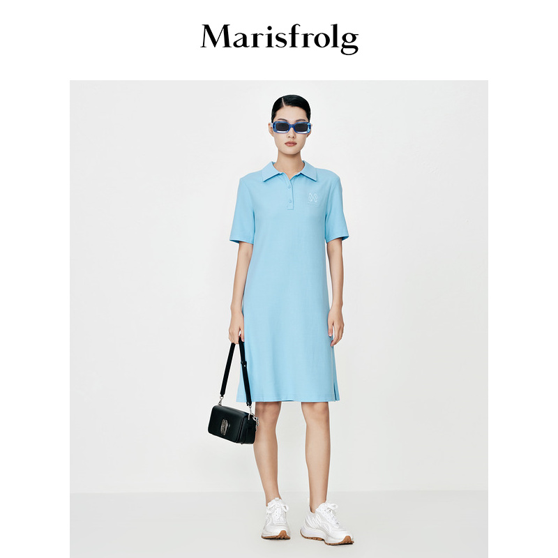 【艾钱钱精选】玛丝菲尔蓝色时尚春夏连衣裙AACX20736