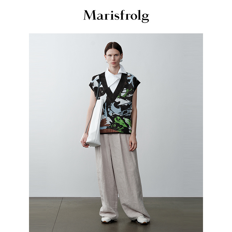 【米儿精选】玛丝菲尔设计感提花休闲印花时尚春夏针织衫