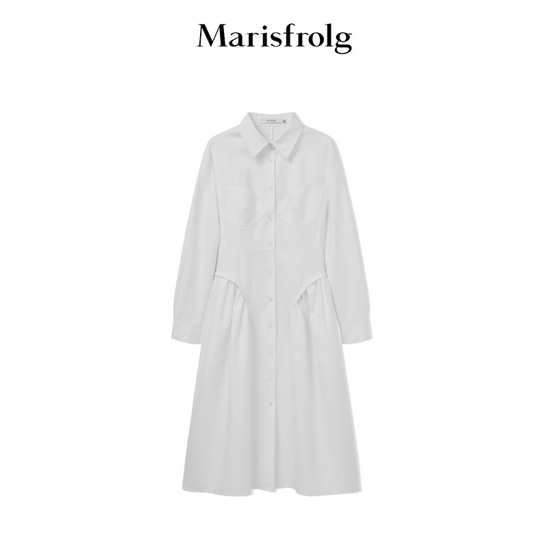 【米儿精选】玛丝菲尔白色连衣裙设计师显瘦气质轻奢设计春季长款