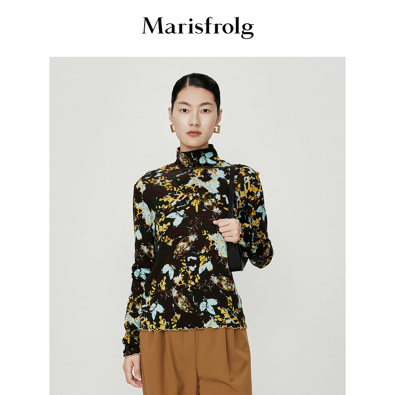 【晨晨甄选】Marisfrolg玛丝菲尔长袖提花时尚印花设计师针织衫