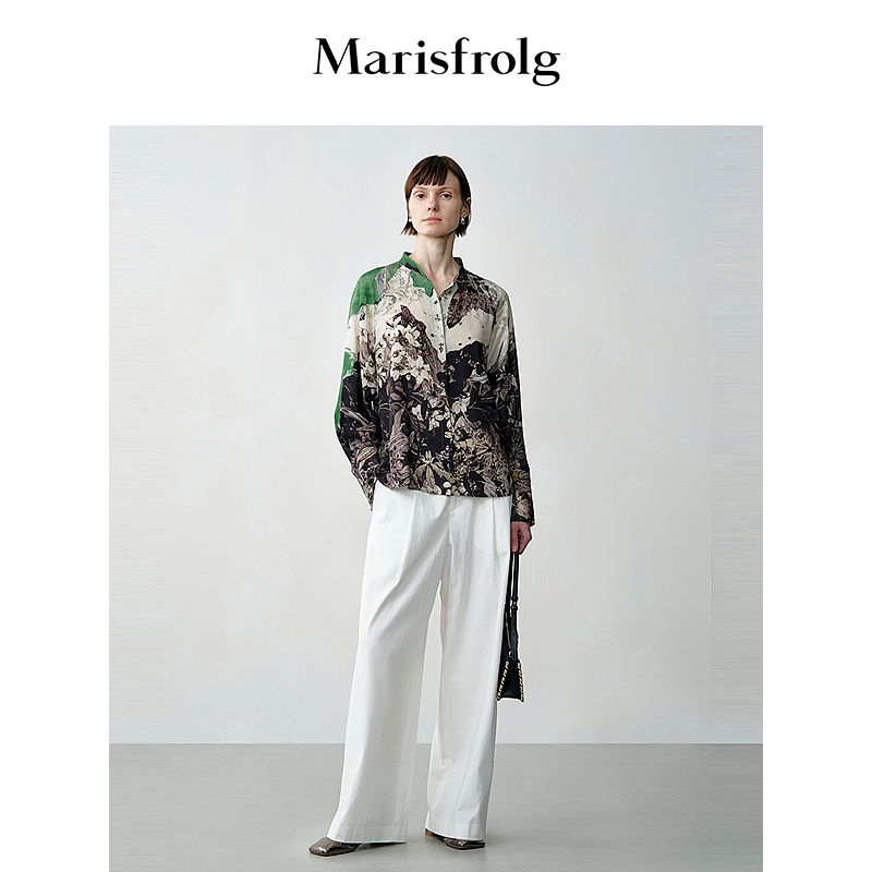 【欧若风】玛丝菲尔绿山墙插肩立体袖衬衫A1EG34719