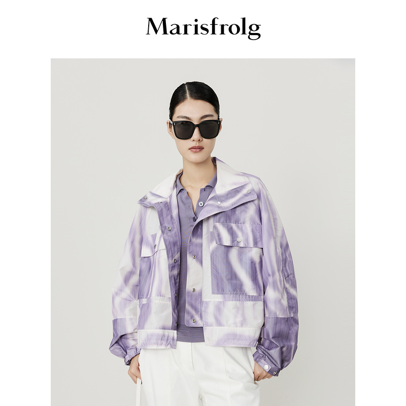 Marisfrolg玛丝菲尔长袖运动短款宽松撞色潮流风衣A1CX3351F