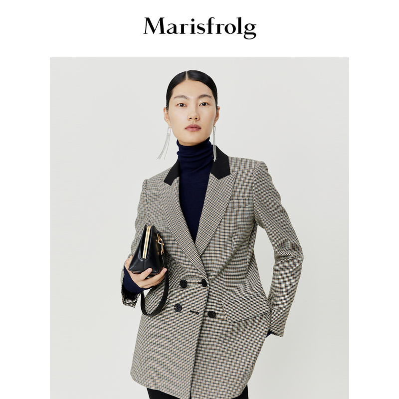 【达人专属】Marisfrolg玛丝菲尔双排扣通勤格纹西装