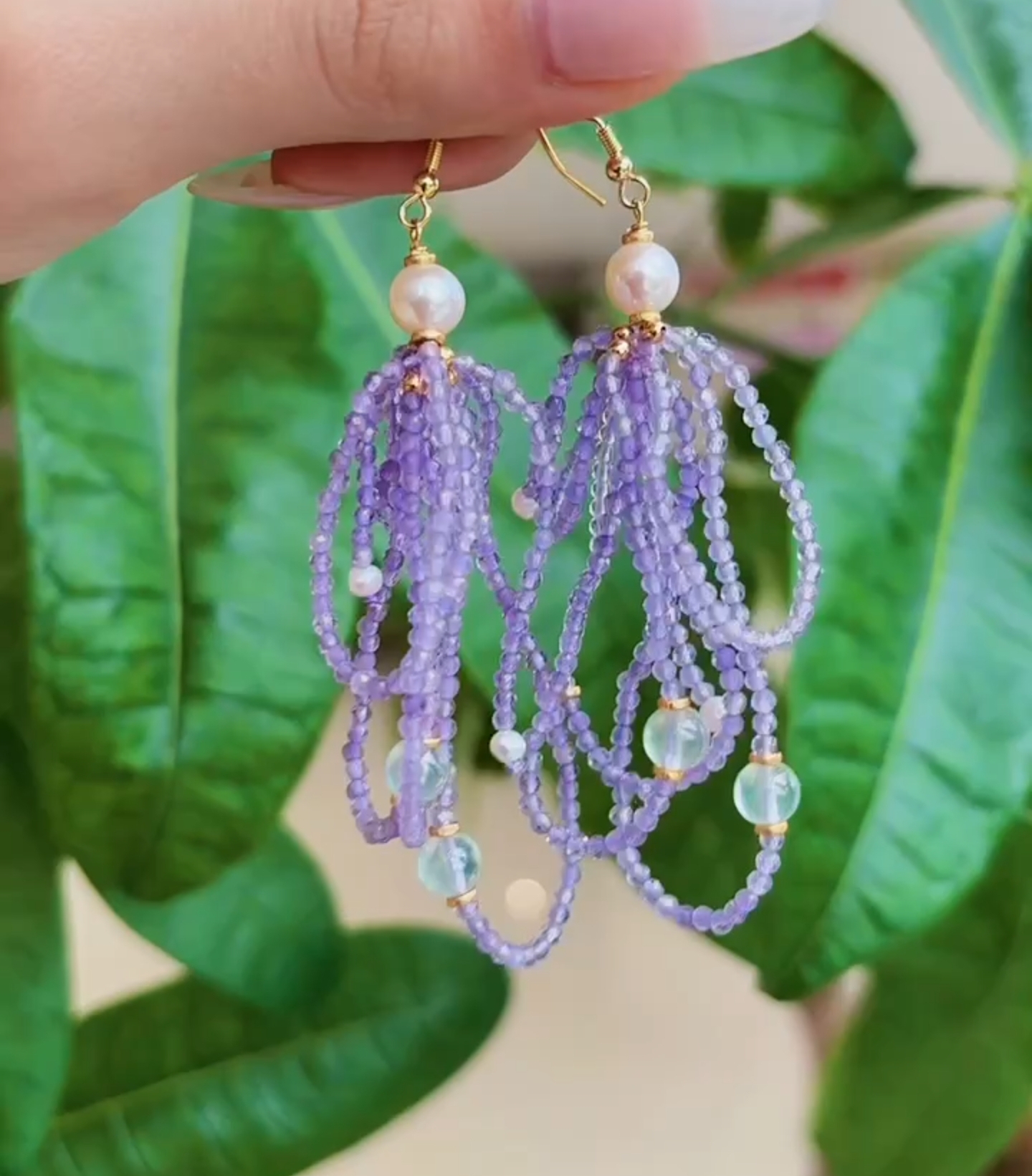 紫苏·天然紫水晶耳坠