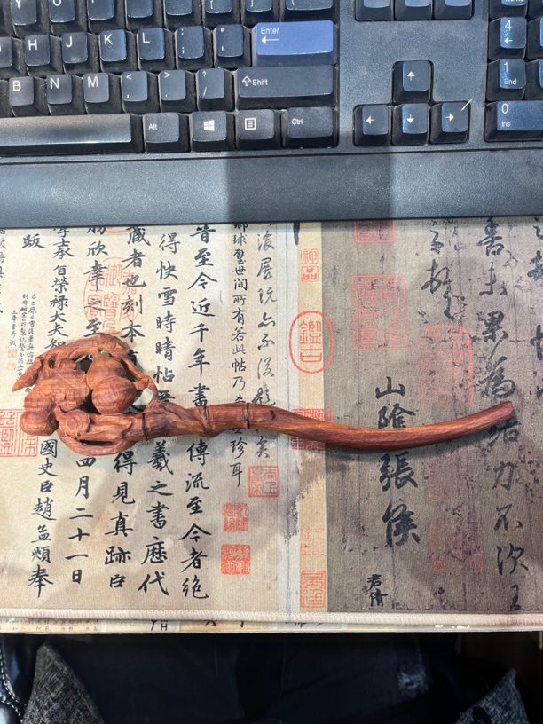 赞比亚血檀双葫芦发簪国风古风简约个性时尚古典手工