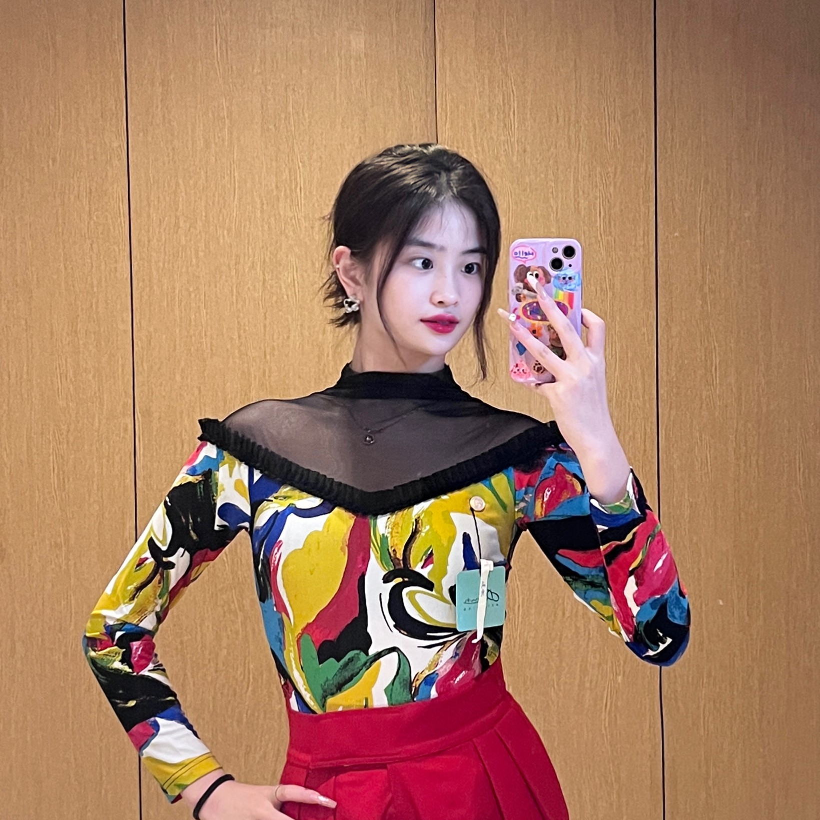 【WIN舞服定制】  油画上衣—摩登舞服气质修身时尚圆领露背摩登上衣