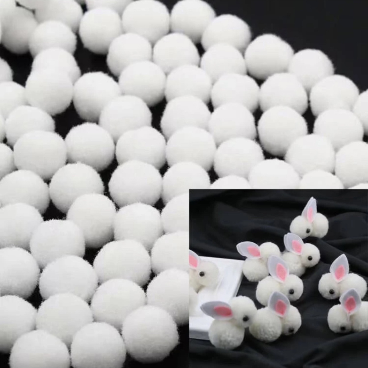 凌先生小兔子兔子材料大小毛球卡通大兔子小兔子diy毛绒球高弹毛