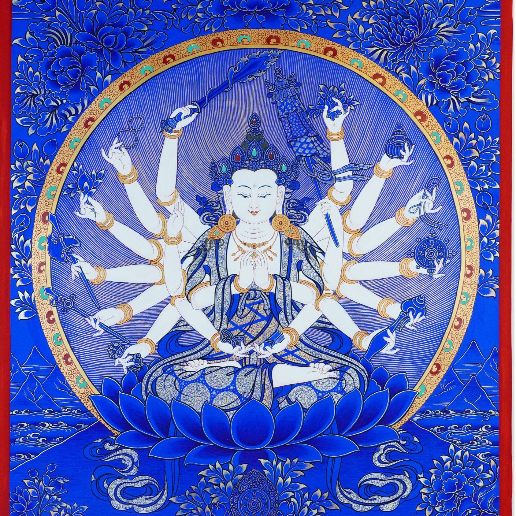 准提佛母-热贡纯手绘矿料精工唐卡