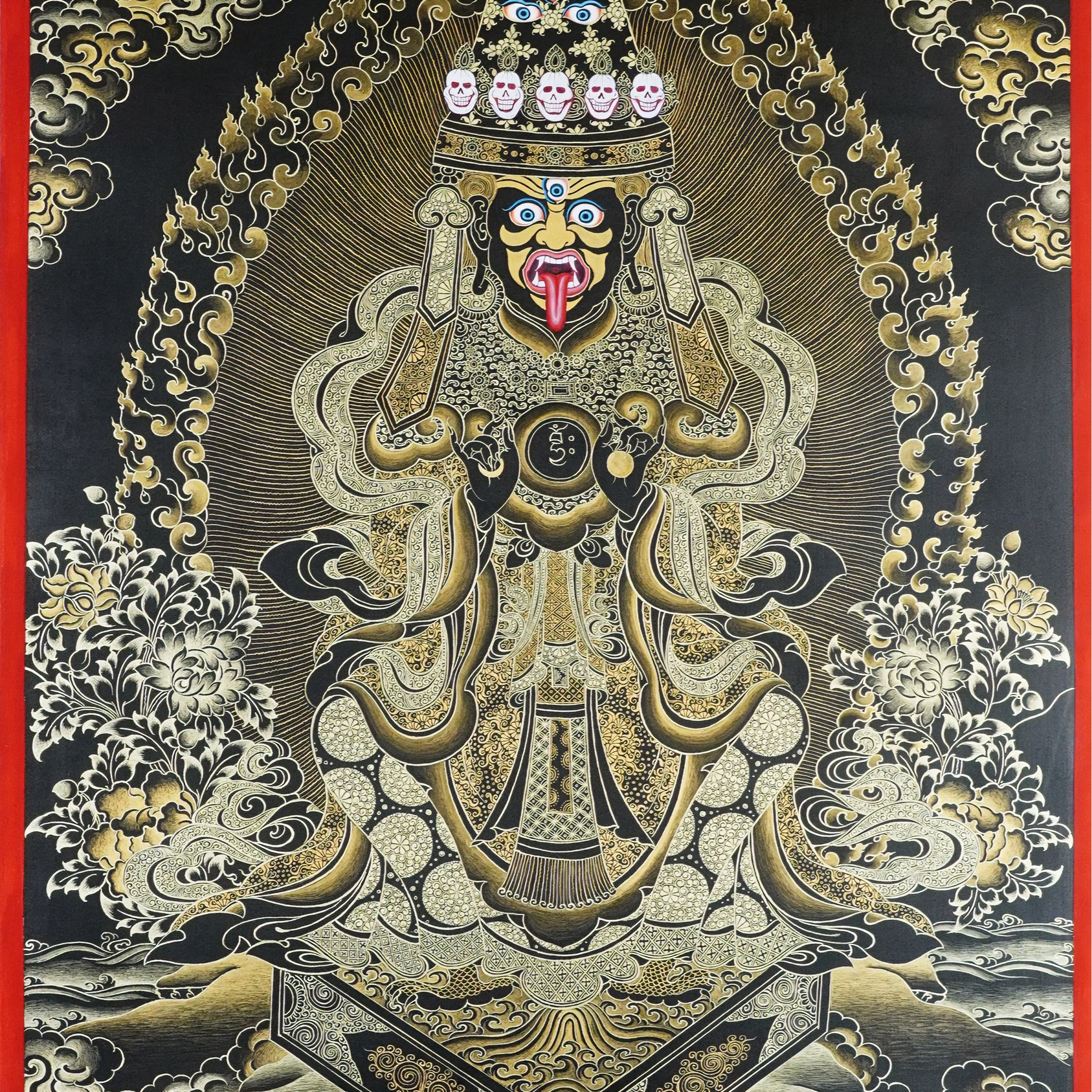 扎基拉母黑-热贡纯手绘矿料精工唐卡纯手工