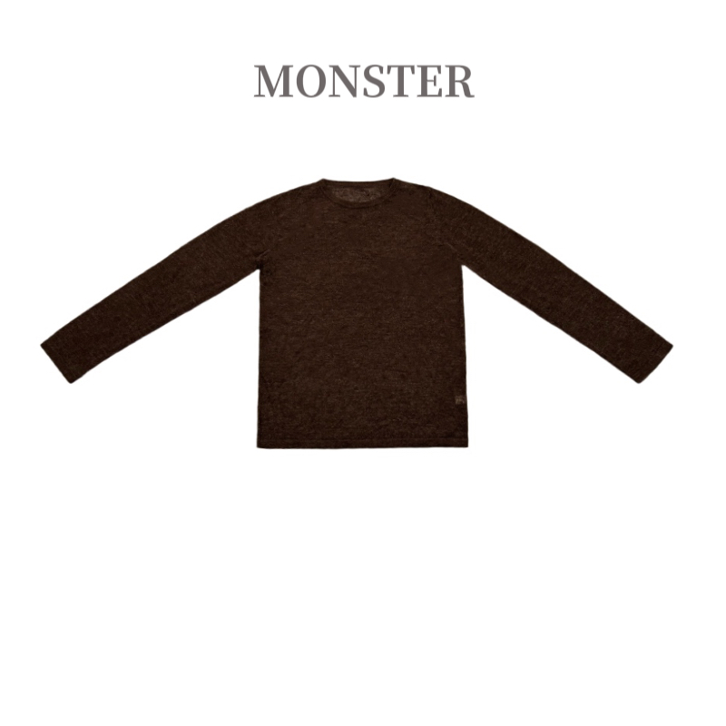  小众简约 微透圆领针织打底女上衣 B0092 