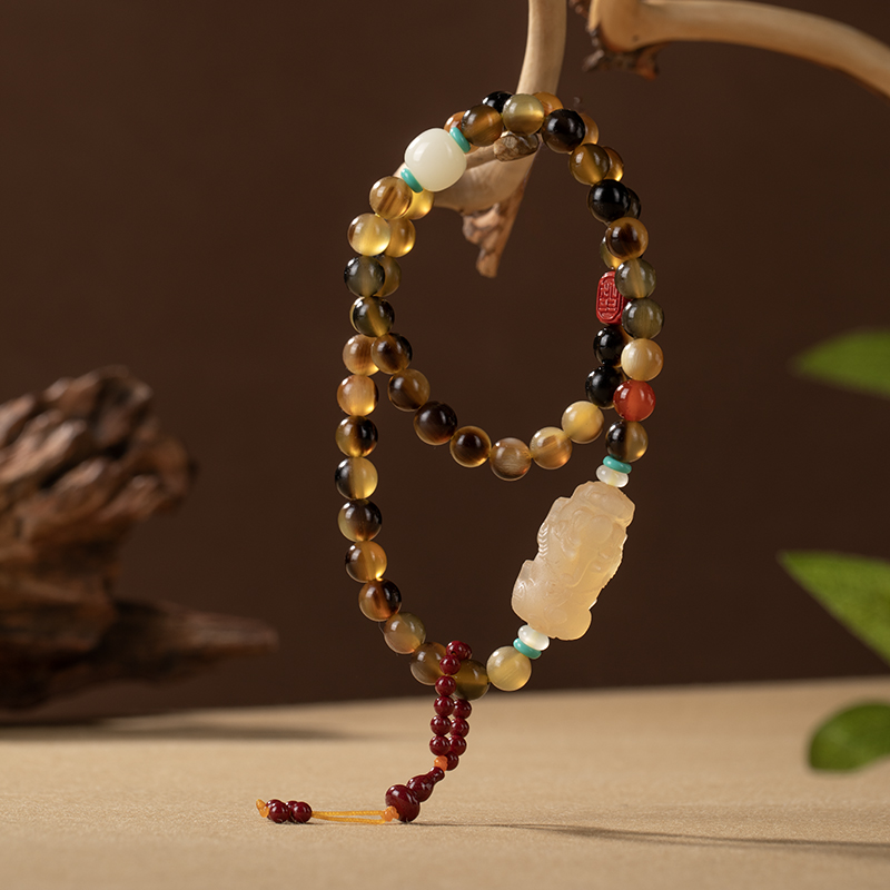 非金属珐琅手链 天然驴踢原创百搭手持半山半水双圈