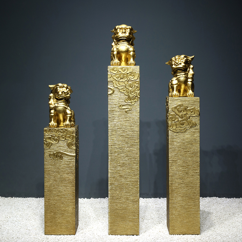 庭院花园办公室创意新中式客厅复古怀旧仿石栓马柱落地装饰品摆件