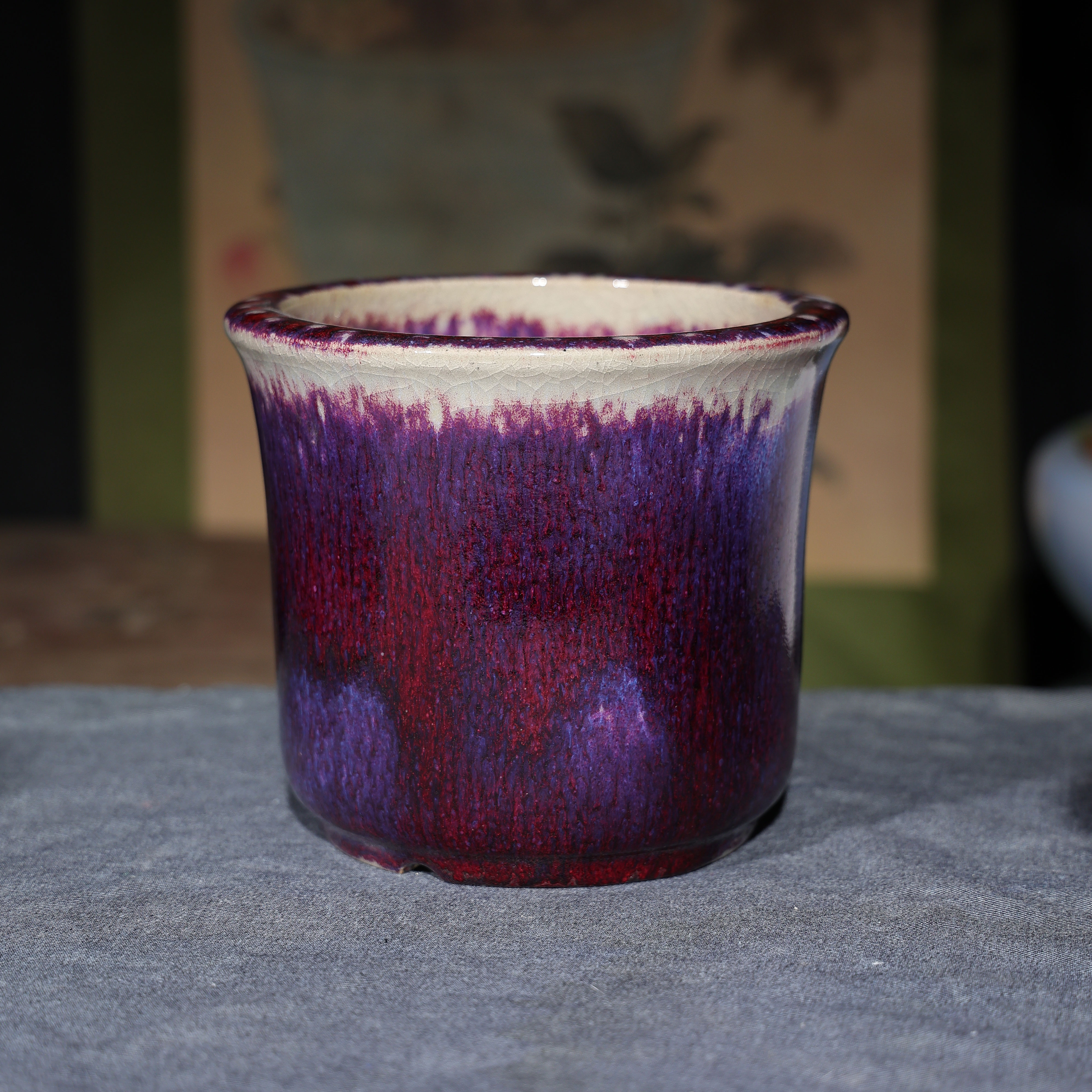 【家居级】陶一峰华生釉石湾花盆6/8/10寸直腹金钟盆 手工制作 栽种