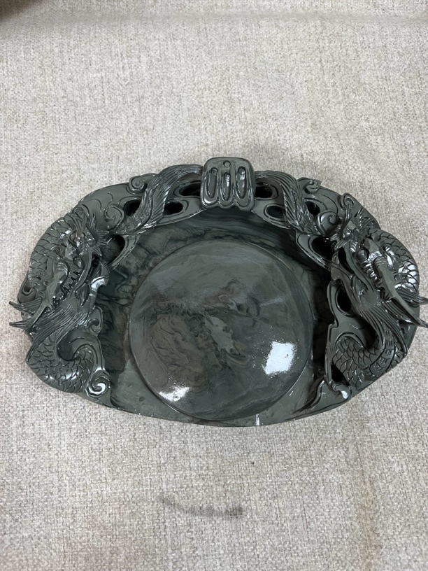 甘肃洮砚双龙戏珠砚尺寸25×16×5纹理不同随机发货或咨询备注