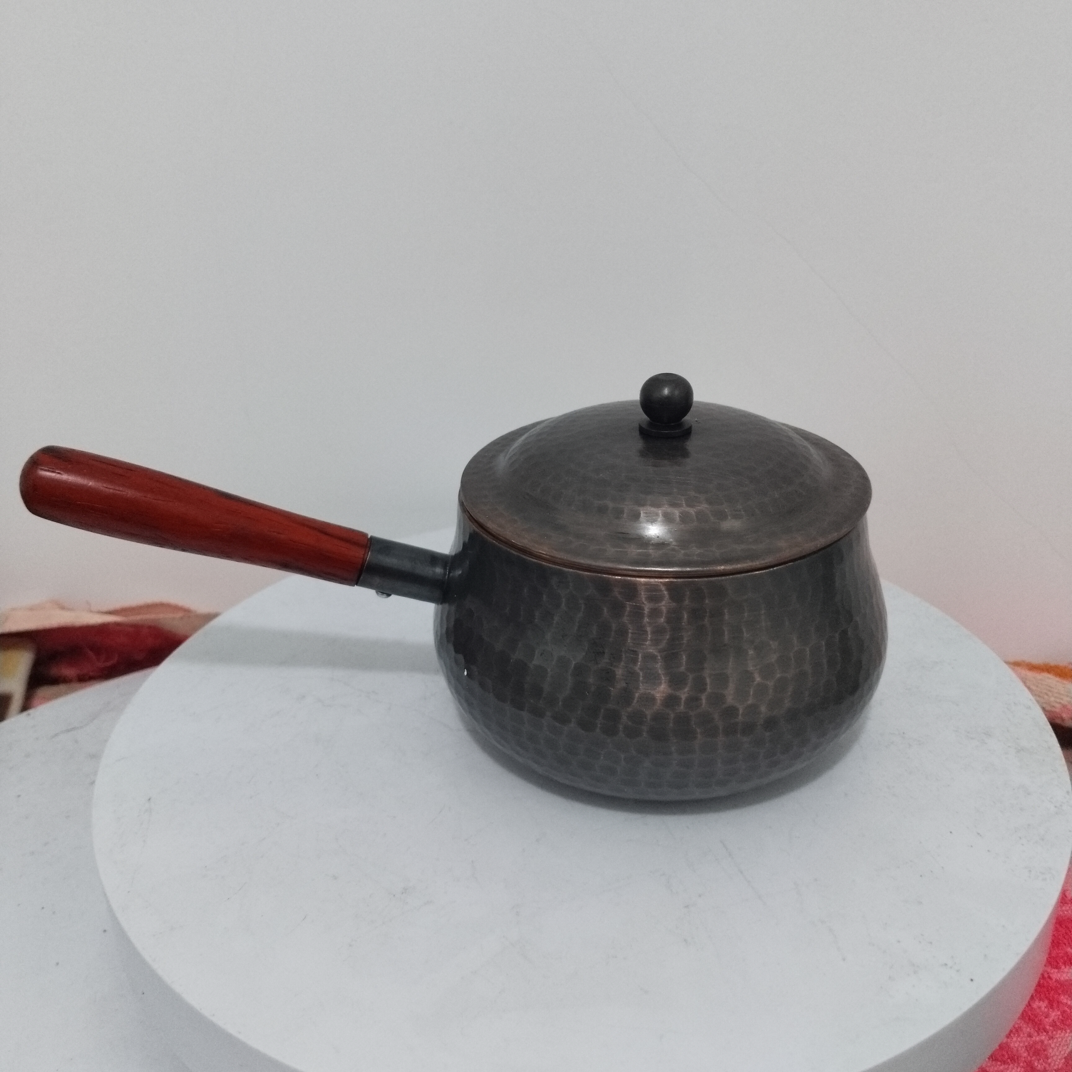 900毫升紫铜煮水煮茶壶，手工锤纹煮罐罐茶壶带盖子款