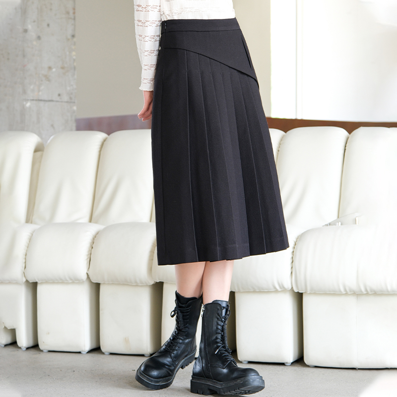 【小余专属】黑色中长款百搭半身裙女144D1121