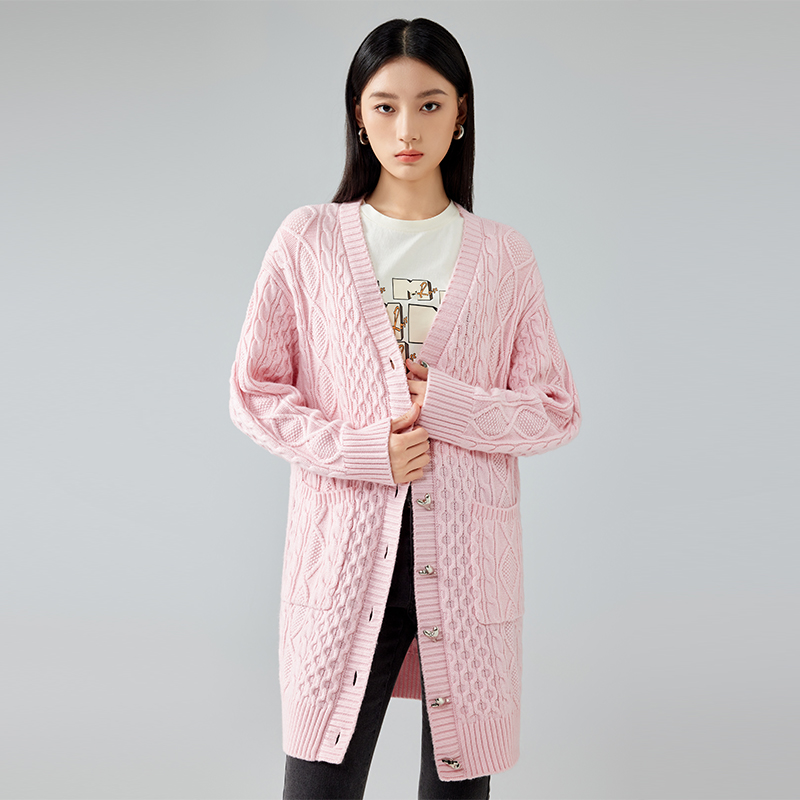 【小余专属】慵懒风气质长毛衣开衫宽松中长款针织开衫153J2181