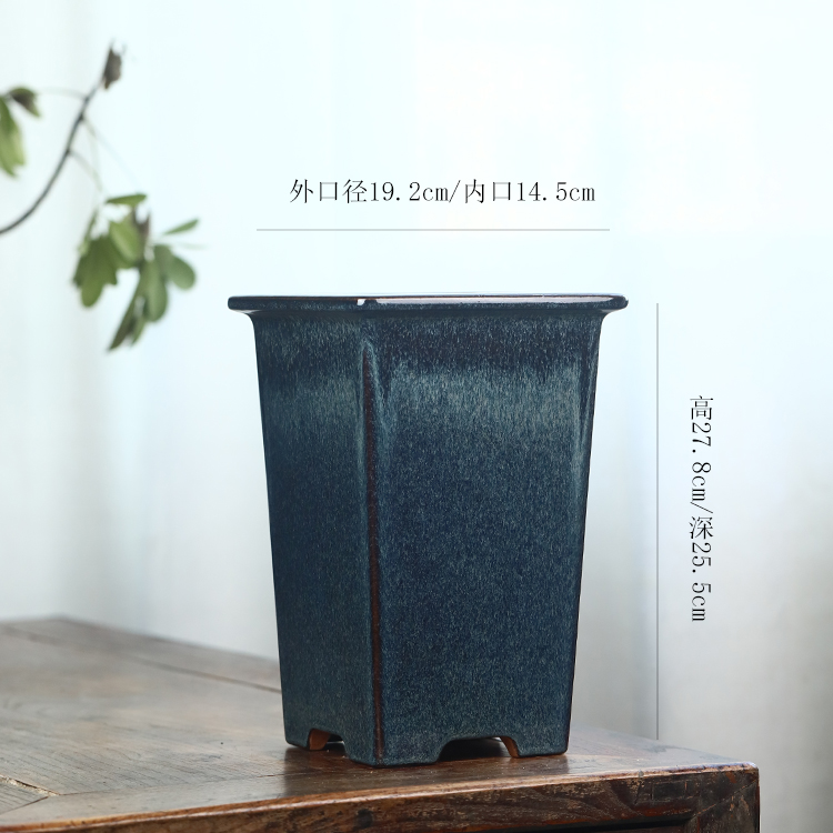 秦夕洪精品紫砂兰花盆中国风四方均釉建兰春兰悬崖盆景紫砂手工