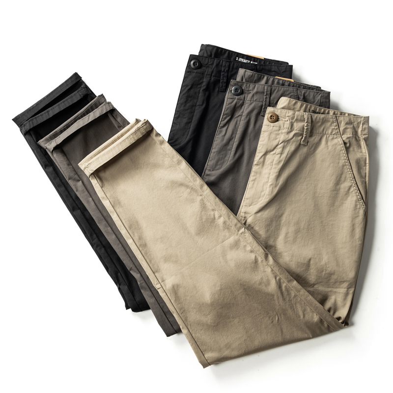 8226 舒适休闲裤微弹微宽松修身小直筒裤经典简约百搭黑色裤复古