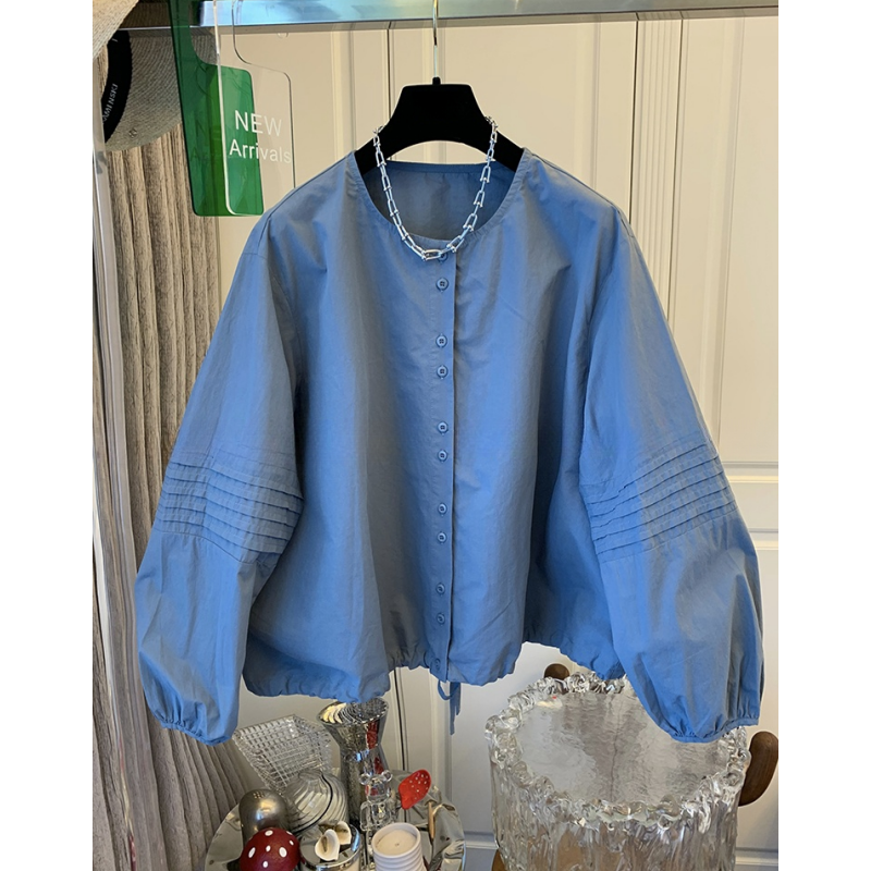 超好看法式气质灯笼袖长袖衬衫宽松开衫外套小个子上衣2024秋新款