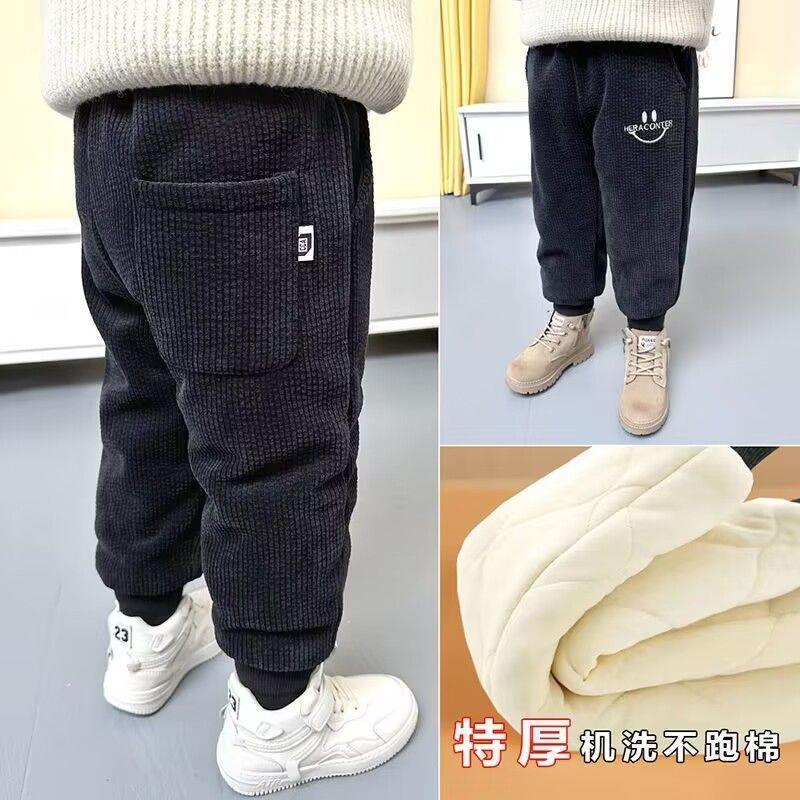 男童裤子冬季三层超厚一条过冬裤新款灯芯绒束脚裤儿童加绒裤TQB