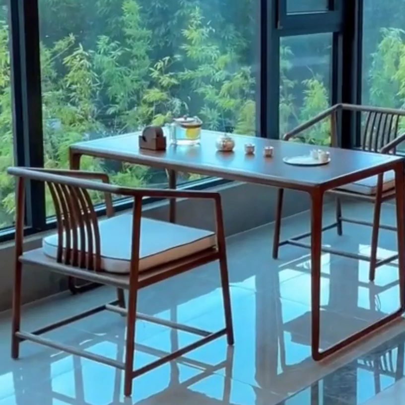 新中式黑胡桃木阳台小茶桌实木禅意古琴桌国学桌现代简约飘窗桌