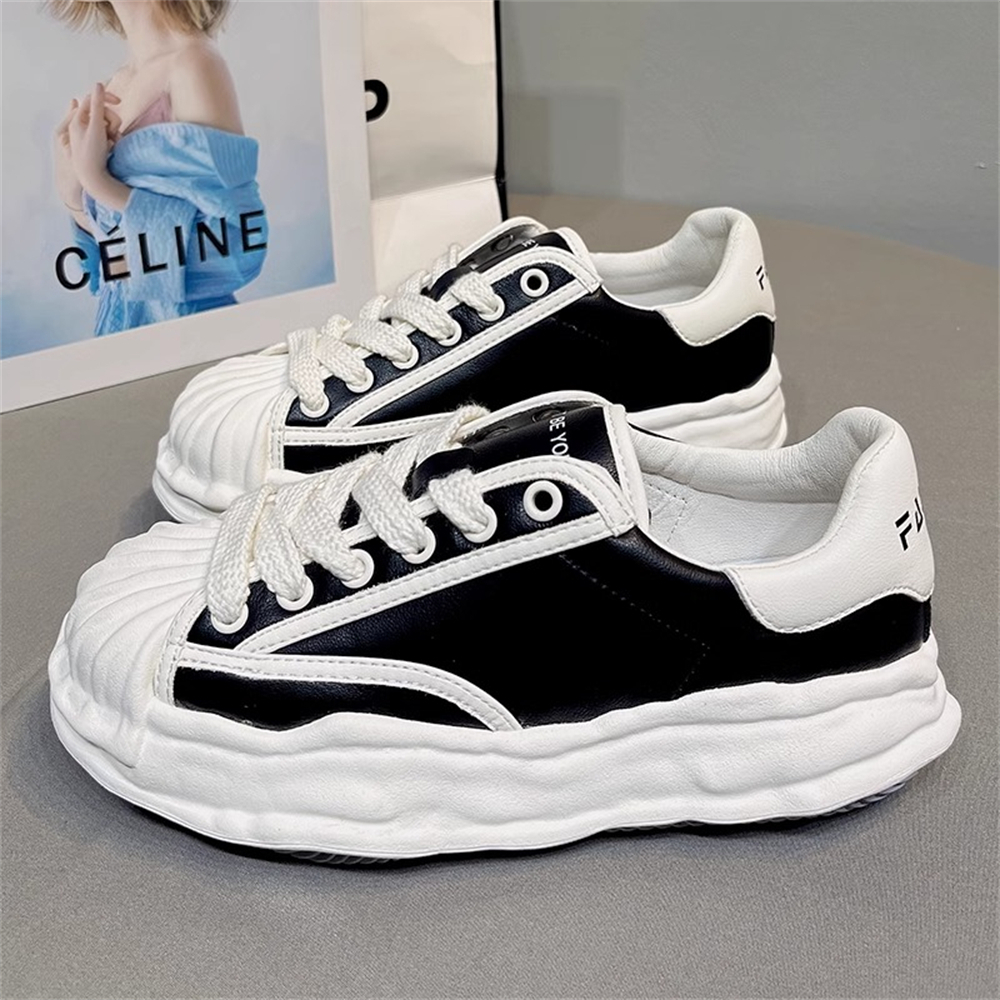 贝壳头溶解鞋男女款2024年秋季新款厚底增高休闲百搭运动小白鞋潮