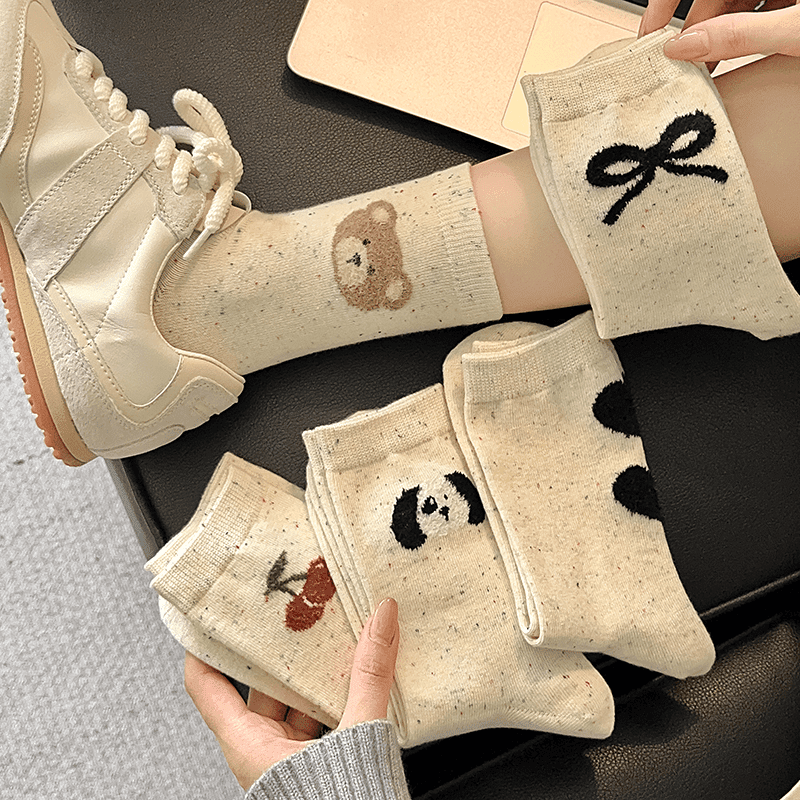 点子纱袜子女款秋冬款可爱ins风潮流中筒袜秋冬款少女堆堆长筒袜