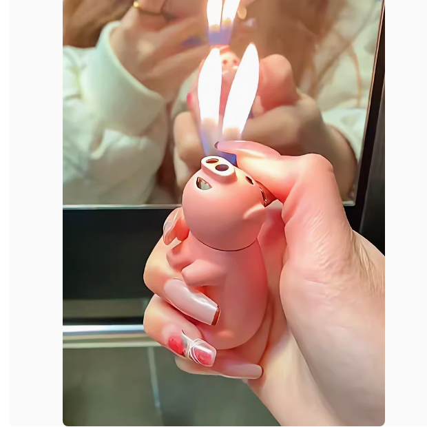 网红创意小猪双火打火机猪鼻子喷火可爱个性可充气明火送男友礼物