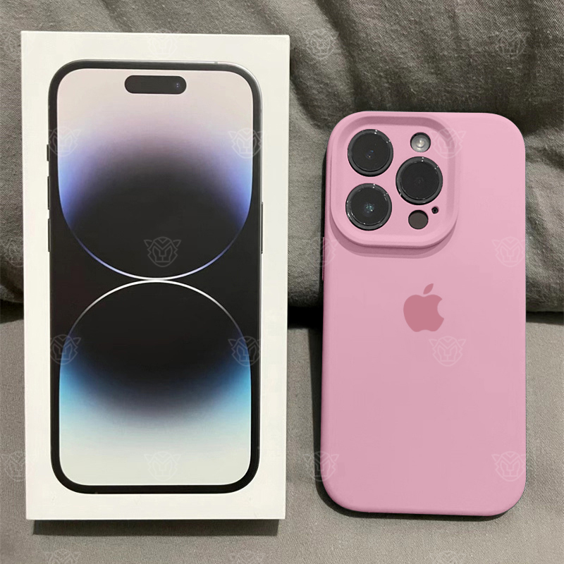 玫瑰粉苹果14ProMax手机壳液态硅胶iPhone15全包13防摔12耐脏11软