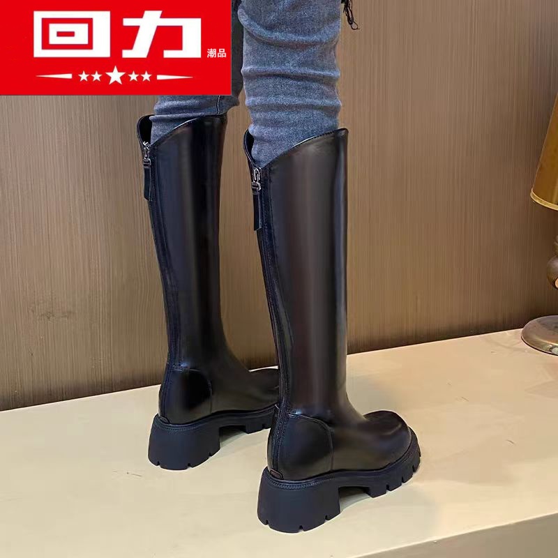 回力潮品女鞋显瘦加绒长筒靴长靴新款骑士靴瘦瘦靴真皮小个子马丁