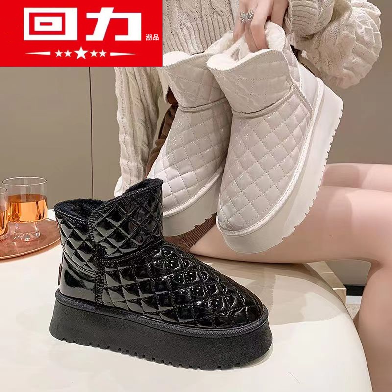 回力潮品女鞋加厚保暖面包棉鞋女鞋百搭女雪地靴短靴秋冬百搭雪地